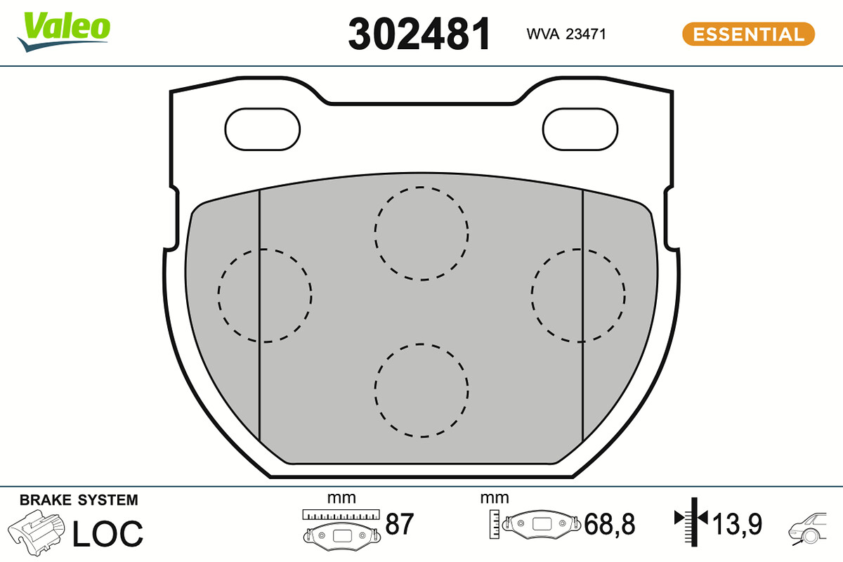 Jogo de 4 pastilhas de travão VALEO ref. 302481